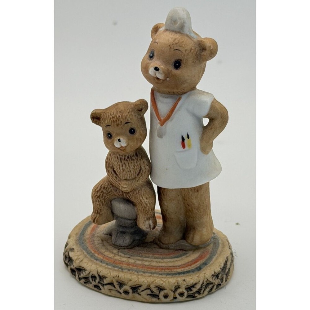 🐻🩺 Vintage 1983 Geo Z Lefton Honey Bears Nurse w/ Cub Patient Figurine 🍯✨